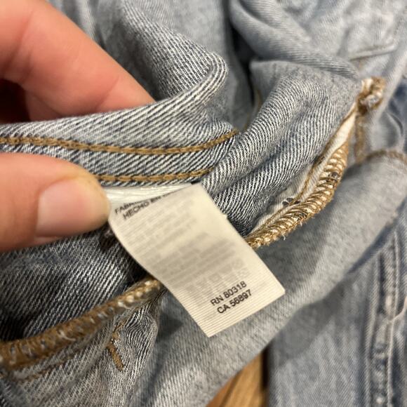 Lucky Brand Jean Jacket Tomboy Trucker Button Front Distressed Women Size Large - Picture 13 of 13